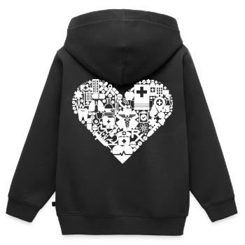 Service de sauvetage paramédical Cœur - Sweat Premium à capuche zippé enfant bio - noir - Dos - AI Model Kid Male (0cm)