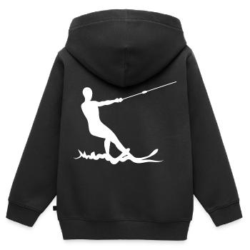 Wasserskier Wasserski Wasserskifahrer - Kinder Premium Organic Zip Hoodie - Schwarz - Hinten - AI Model Kid Male (0cm)