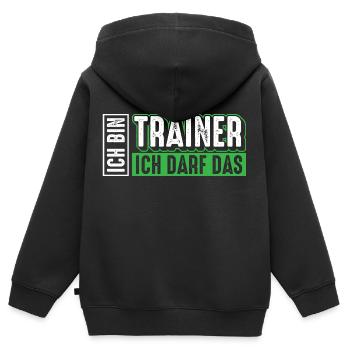 Trainer | Ich bin Trainer ich darf das - Kinder Premium Organic Zip Hoodie - Schwarz - Hinten - AI Model Kid Male (0cm)