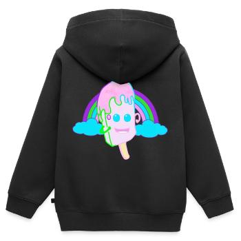 Happy Regenbogen Eis Eiskrem Kinder Fantasy - Kinder Premium Organic Zip Hoodie - Schwarz - Hinten - AI Model Kid Male (0cm)