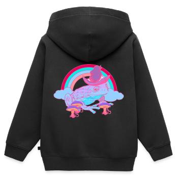Magic Rainbow Toad Frog Wizard Frogs - Sweat Premium à capuche zippé enfant bio - noir - Dos - AI Model Kid Male (0cm)