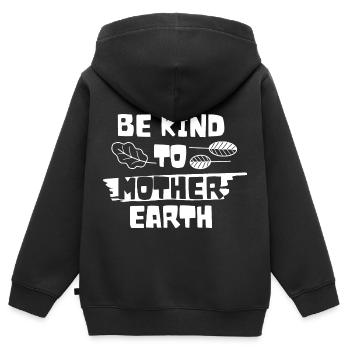 Sois gentil Vers La Terre Mère Climat Gaz Gaz - Sweat Premium à capuche zippé enfant bio - noir - Dos - AI Model Kid Male (0cm)