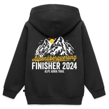 Alpenüberquerung 2024 Alpe Adria Trail Pilgerweg - Kinder Premium Organic Zip Hoodie - Schwarz - Hinten - AI Model Kid Male (0cm)