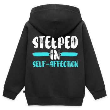 Selbstliebe Motivation Selbstwert Ich Liebe Mich - Kinder Premium Organic Zip Hoodie - Schwarz - Hinten - AI Model Kid Male (0cm)