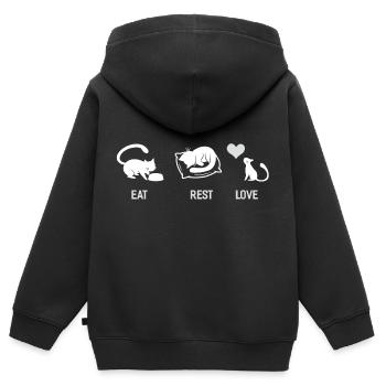 Eat rest love - Kids Premium Organic Zip-up Hoodie - black - Back - AI Model Kid Male (0cm)
