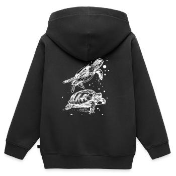 Wasserschildkröte Meerestier Korallenriff - Kinder Premium Organic Zip Hoodie - Schwarz - Hinten - AI Model Kid Male (0cm)
