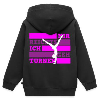 Mir reichts ich geh turnen Turnerin - Kinder Premium Organic Zip Hoodie - Schwarz - Hinten - AI Model Kid Male (0cm)