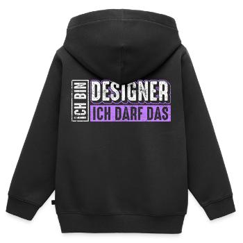 Designer Spruch - Kinder Premium Organic Zip Hoodie - Schwarz - Hinten - AI Model Kid Male (0cm)