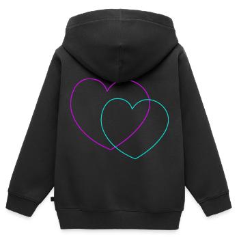 Herz Herzen Liebe Partner Partnerschaft Paar - Kinder Premium Organic Zip Hoodie - Schwarz - Hinten - AI Model Kid Male (0cm)