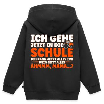 Ich Gehe Jetzt In Die Schule Schulbeginn - Kinder Premium Organic Zip Hoodie - Schwarz - Hinten - AI Model Kid Male (0cm)