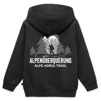 Alpenüberquerung Alpe Adria Trail Pilgerweg - Kinder Premium Organic Zip Hoodie - Schwarz - Hinten - AI Model Kid Male (0cm)
