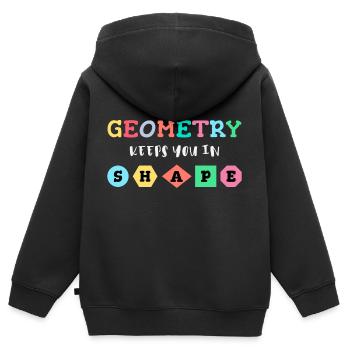 Geometrie hält dich in Form, geometrische Formen - Kinder Premium Organic Zip Hoodie - Schwarz - Hinten - AI Model Kid Male (0cm)