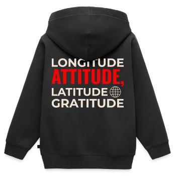 Längengrad Breitengrad Einstellung Dankbarkeit GIS Karte - Kinder Premium Organic Zip Hoodie - Schwarz - Hinten - AI Model Kid Male (0cm)