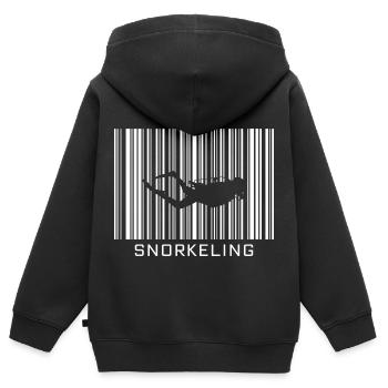 Schnorcheln Hobby mit Barcode - Kinder Premium Organic Zip Hoodie - Schwarz - Hinten - AI Model Kid Male (0cm)