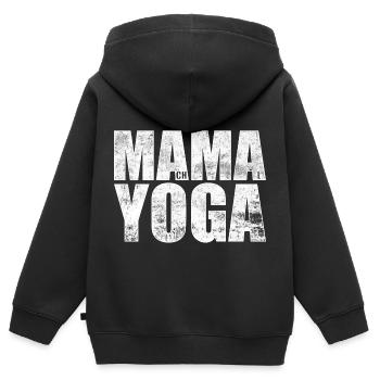 Fais du yoga - MAMA YOGA - Sweat Premium à capuche zippé enfant bio - noir - Dos - AI Model Kid Male (0cm)