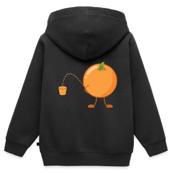 Lustiges Obst Orange Orangensaft witzige Früchte - Kinder Premium Organic Zip Hoodie - Schwarz - Hinten - AI Model Kid Male (0cm)