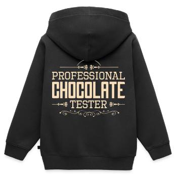 Chocolat Chocolat Chocolat Barre de chocolat Cuisson - Sweat Premium à capuche zippé enfant bio - noir - Dos - AI Model Kid Male (0cm)