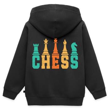 Chess Player Geschenk Schach Sport Schachmeister - Kinder Premium Organic Zip Hoodie - Schwarz - Hinten - AI Model Kid Male (0cm)