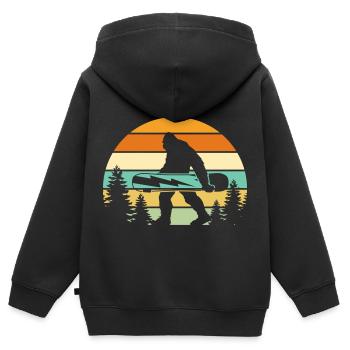 Snowboard Yeti – Bigfoot im Retro-Stil - Kinder Premium Organic Zip Hoodie - Schwarz - Hinten - AI Model Kid Male (0cm)