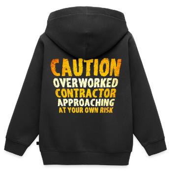 Travail maître d’ouvrage entrepreneur cadeau - Sweat Premium à capuche zippé enfant bio - noir - Dos - AI Model Kid Male (0cm)