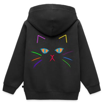 Bunt farbenfreudig Katzen Gesicht Katze Kitten - Kinder Premium Organic Zip Hoodie - Schwarz - Hinten - AI Model Kid Male (0cm)