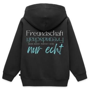Beste Freunde FREUND Kumpel Kumpels - Kinder Premium Organic Zip Hoodie - Schwarz - Hinten - AI Model Kid Male (0cm)