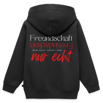 Beste Freunde FREUND Kumpel Kumpels - Kinder Premium Organic Zip Hoodie - Schwarz - Hinten - AI Model Kid Male (0cm)