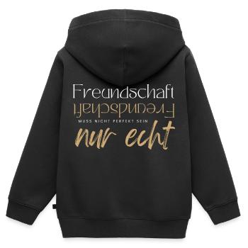 Beste Freunde FREUND Kumpel Kumpels - Kinder Premium Organic Zip Hoodie - Schwarz - Hinten - AI Model Kid Male (0cm)