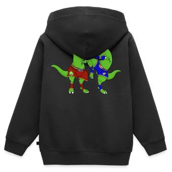 Dinosaurier Muay Thai Sport Kampf-Idee Geschenk - Kinder Premium Organic Zip Hoodie - Schwarz - Hinten - AI Model Kid Male (0cm)
