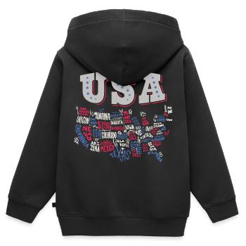USA Karte mit Bundesstaat der Vereinigten Staaten - Kinder Premium Organic Zip Hoodie - Schwarz - Hinten - AI Model Kid Male (0cm)