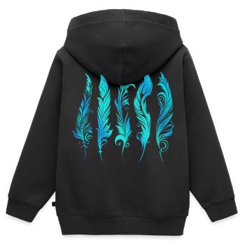 Federn Boho Ethno Style Muster Tribal Indianer - Kinder Premium Organic Zip Hoodie - Schwarz - Hinten - AI Model Kid Male (0cm)
