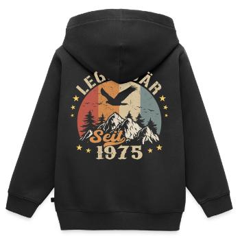 Légendaire depuis 1975 Vintage Vintage Anniversaire - Sweat Premium à capuche zippé enfant bio - noir - Dos - AI Model Kid Male (0cm)