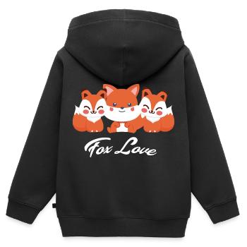 Fuchs - Kinder Premium Organic Zip Hoodie - Schwarz - Hinten - AI Model Kid Male (0cm)