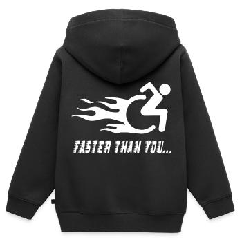 Fauteuil roulant handicap humour handicap - Sweat Premium à capuche zippé enfant bio - noir - Dos - AI Model Kid Male (0cm)
