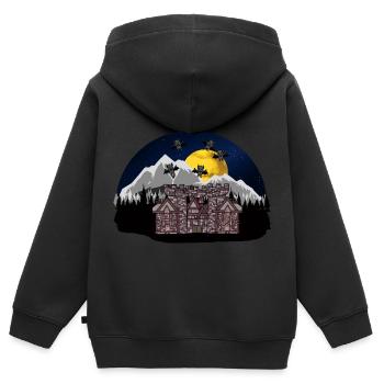 Chauves-souris Carpates, horreur, château, Halloween, effrayant - Sweat Premium à capuche zippé enfant bio - noir - Dos - AI Model Kid Male (0cm)