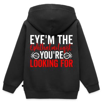 Eye’m Ophtalmologiste Opticien Ophtalmologie - Sweat Premium à capuche zippé enfant bio - noir - Dos - AI Model Kid Male (0cm)