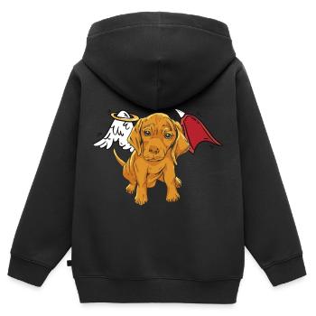 Hund Haustiere Engel Teufel Flügel Hunde teuflisch - Kinder Premium Organic Zip Hoodie - Schwarz - Hinten - AI Model Kid Male (0cm)
