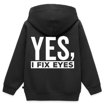 Ophtalmologiste I réparateur yeux optométriste expert - Sweat Premium à capuche zippé enfant bio - noir - Dos - AI Model Kid Male (0cm)