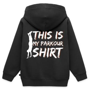 Extremsport Parkour Das ist mein Parkour-Shirt - Kinder Premium Organic Zip Hoodie - Schwarz - Hinten - AI Model Kid Male (0cm)