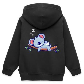 Koala Dormir - Sweat Premium à capuche zippé enfant bio - noir - Dos - AI Model Kid Male (0cm)
