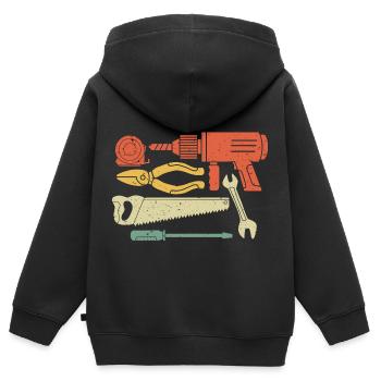 Baustelle Werkzeug Hammer Handwerker Vintage - Kinder Premium Organic Zip Hoodie - Schwarz - Hinten - AI Model Kid Male (0cm)