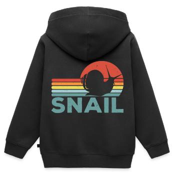 Snail Lover Retro Snail Owner Sluggish - Sweat Premium à capuche zippé enfant bio - noir - Dos - AI Model Kid Male (0cm)