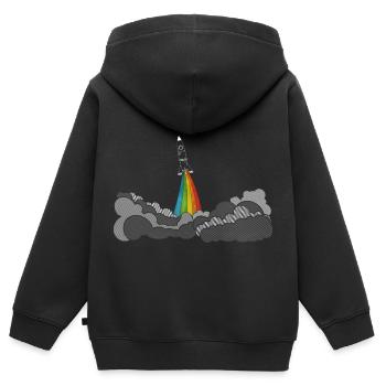 Missile Rocket (navette spatiale) - Sweat Premium à capuche zippé enfant bio - noir - Dos - AI Model Kid Male (0cm)