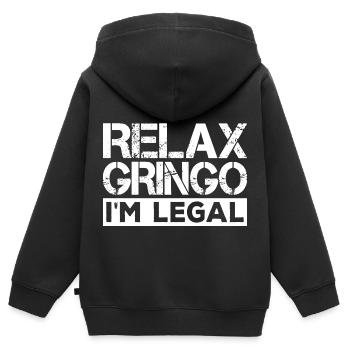 Relax, Gringo, I'm Legal Immigration - Kids Premium Organic Zip-up Hoodie - black - Back - AI Model Kid Male (0cm)