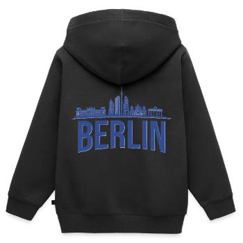 Berlin Skyline - Sweat Premium à capuche zippé enfant bio - noir - Dos - AI Model Kid Male (0cm)