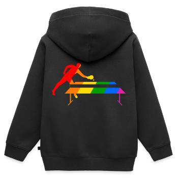 Rainbow Table Tennis - Kids Premium Organic Zip-up Hoodie - black - Back - AI Model Kid Male (0cm)