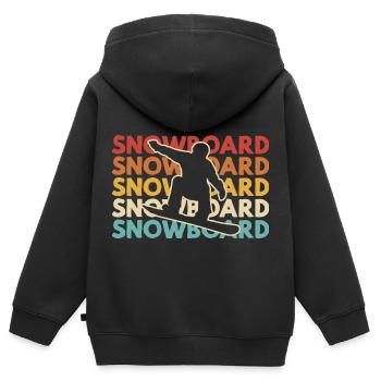 Snowboard Freestyle Design – Farbig & Dynamisch - Kinder Premium Organic Zip Hoodie - Schwarz - Hinten - AI Model Kid Male (0cm)