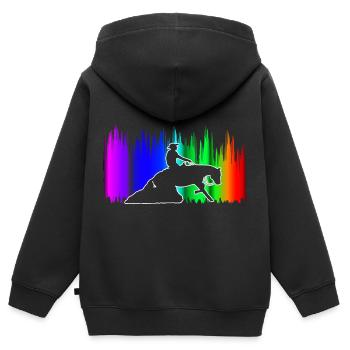 Westernreiten Westernreiter Pferdeliebhaber - Kinder Premium Organic Zip Hoodie - Schwarz - Hinten - AI Model Kid Male (0cm)