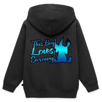 Dieser Junge liebt Zauberei - Kinder Premium Organic Zip Hoodie - Schwarz - Hinten - AI Model Kid Male (0cm)