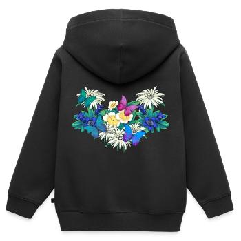 Frühlingsanfang Jahreszeit Blumen Schmetterlinge - Kinder Premium Organic Zip Hoodie - Schwarz - Hinten - AI Model Kid Male (0cm)